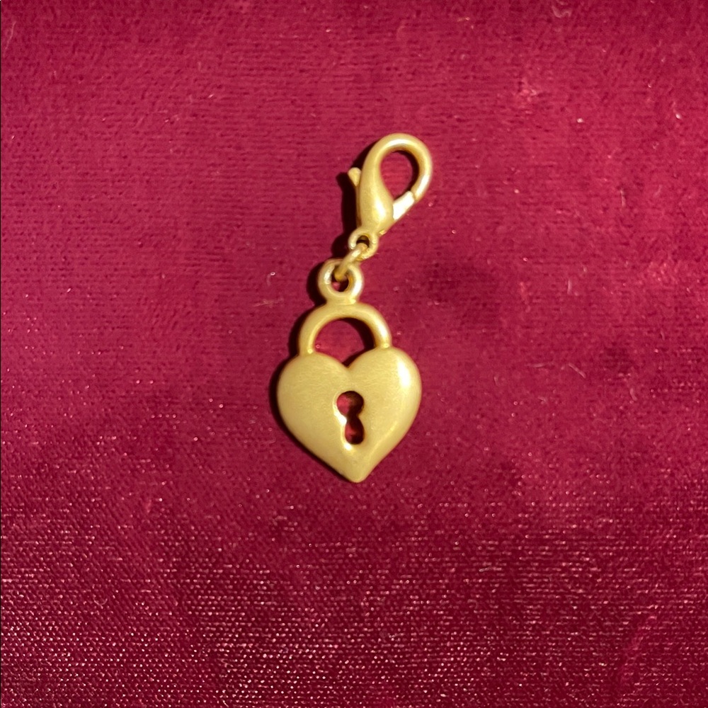 Gold Heart Lock Charm Keychain Accent